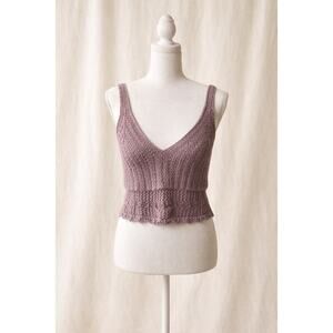 Hollister Crochet Sweater Tank S Mauve Boho Cottagecore Croquette Soft Girl Vibe